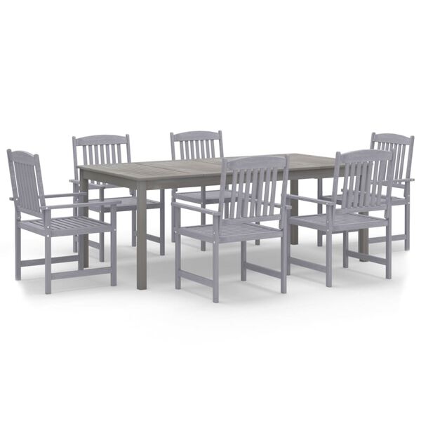 vidaXL 7 Piece Garden Dining Set Solid Wood Acacia Grey