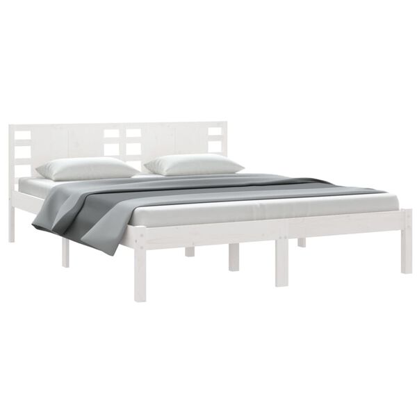 vidaXL Bed Frame without Mattress White 150x200 cm King Size Solid Wood