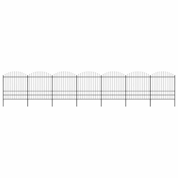vidaXL Garden Fence with Spear Top Steel 1248x200 cm Black