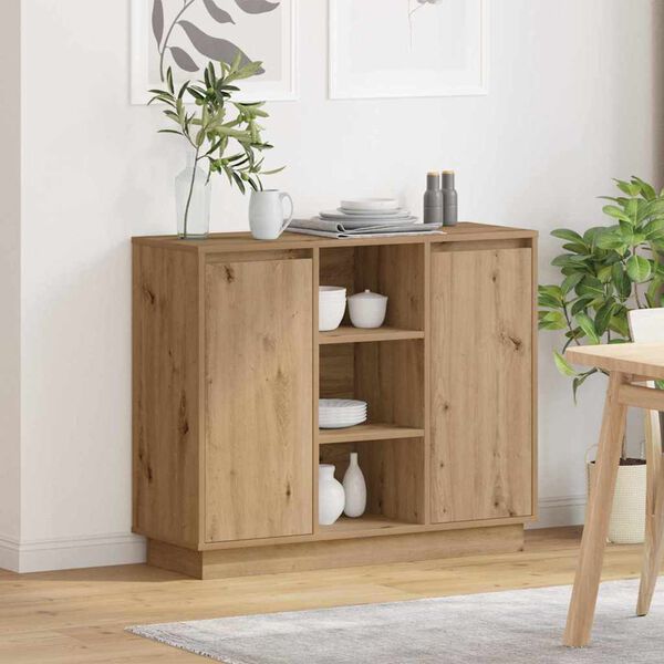 vidaXL LED Sideboard Artisan Oak 90 x 32 x 75 cm Engineered Wood
