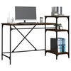 vidaXL Desk with Shelves Smoked Oak 135x50x90 cm Engineered Wood&Iron