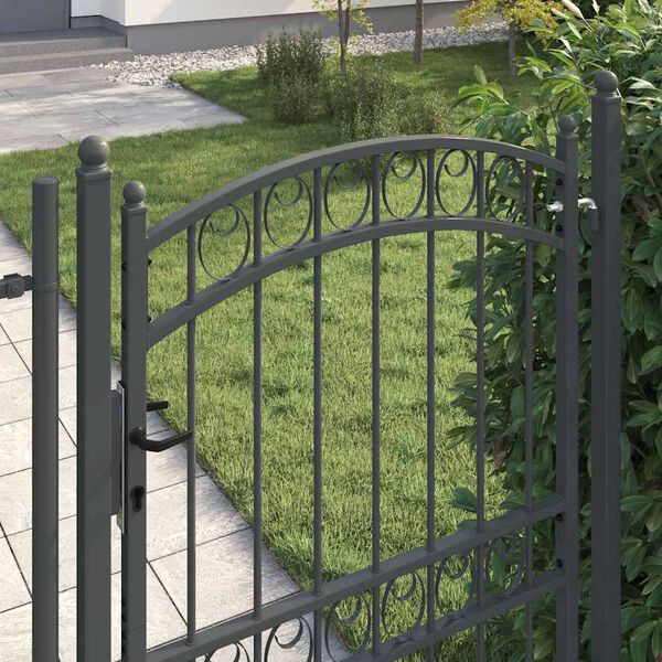 vidaXL Fence Gate with Lock Grey 200 x 100 cm Powder-coated steel