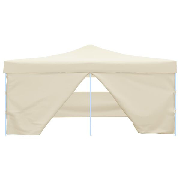 vidaXL Folding Gazebo with 4 Sidewalls 5x5 m Cream