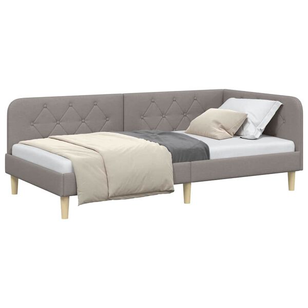 vidaXL Corner Bed Frame with Headboard Taupe 90 x 200 cm Fabric