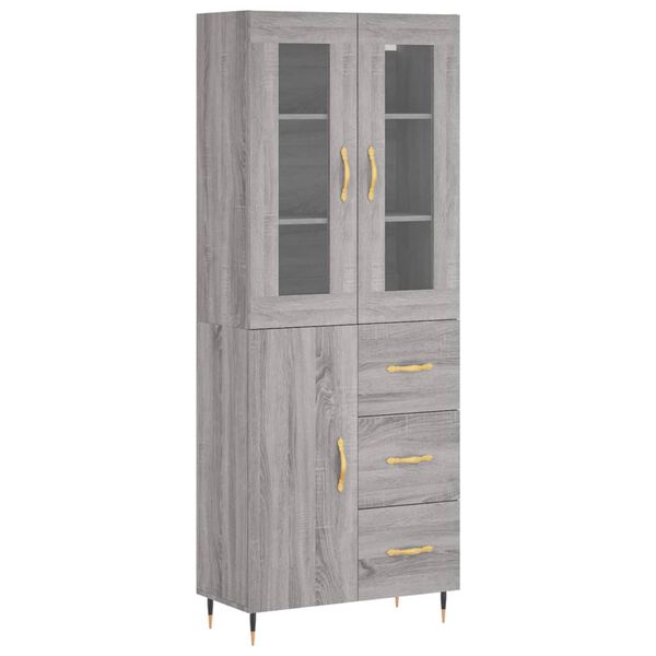 vidaXL Highboard Grey Sonoma 69.5x34x180 cm Engineered Wood