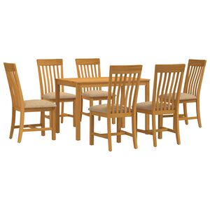 vidaXL Dining Set 7 pcs Beige Solid Oak Wood