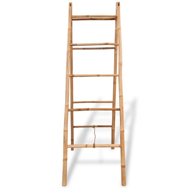 vidaXL Double Towel Ladder with 5 Rungs Bamboo 50x160 cm