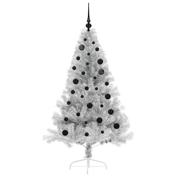vidaXL Artificial Pre-lit Christmas Tree Silver 150 cm PET