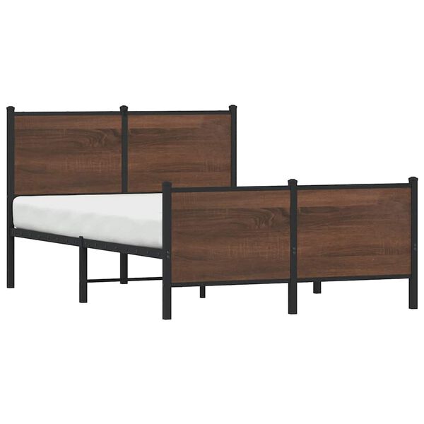 vidaXL Metal Bed Frame without Mattress Brown Oak 120x200 cm
