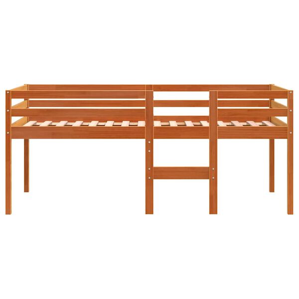 vidaXL High Sleeper Bed without Mattress Wax Brown 75x190 cm Small Single Solid Wood