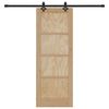 vidaXL Sliding Door Natural and Black 73.5 x 198.5 cm Solid Pine Wood