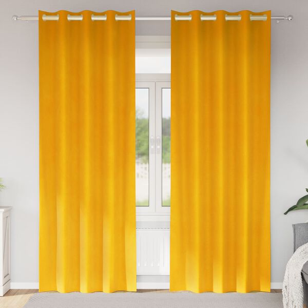 vidaXL Blackout Curtains 2 pcs Mustard Yellow 140 x 260 cm Velvet