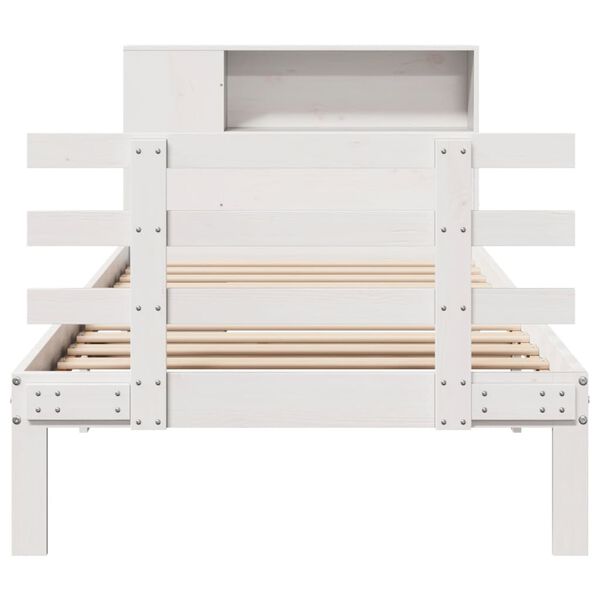 vidaXL Bookcase Bed without Mattress White 75x190 cm Small Single Solid Wood Pine