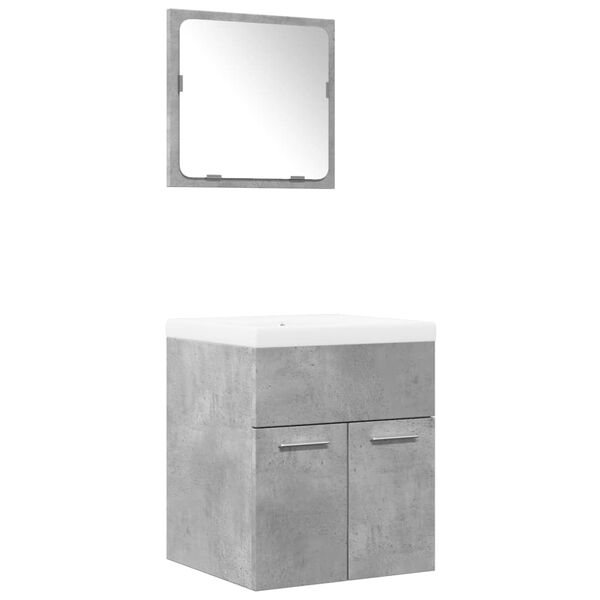 vidaXL 3 Piece Bathroom Furniture Set Concrete Grey Engineered Wood