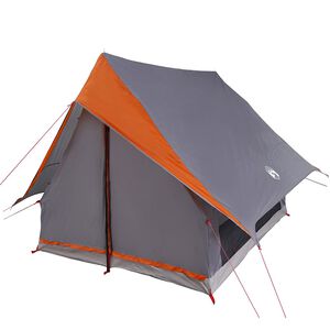 vidaXL Family Tent with Roof Grey and Orange 220 x 220 x 184 cm