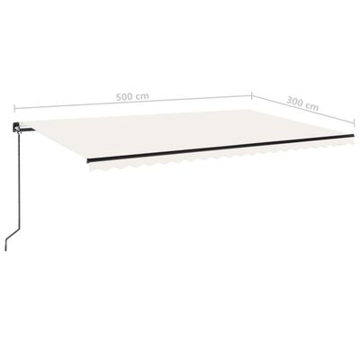 vidaXL Manual Retractable Awning with LED 500x300 cm Cream