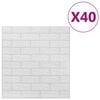 vidaXL 3D Wallpaper Bricks Self-adhesive 40 pcs White