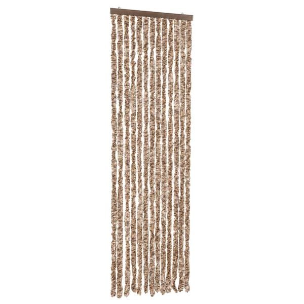vidaXL Fly Curtain Beige and Dark Brown 56x200 cm Chenille