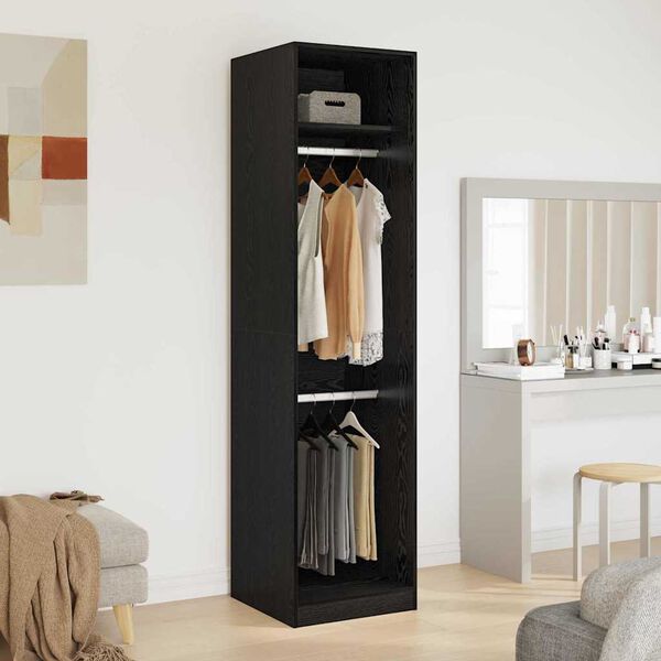 vidaXL Wardrobe with Shelf Black oak 50 x 50 x 200 cm Engineered wood