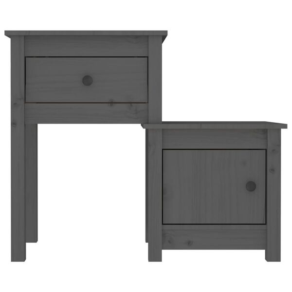 vidaXL Bedside Cabinet Grey 79.5x38x65.5 cm Solid Wood Pine
