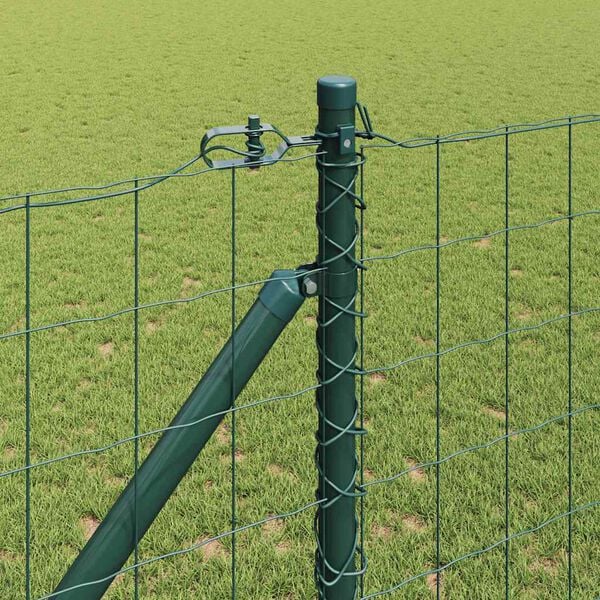 vidaXL Fence with Post Green 1 x 25 m Steel and PVC