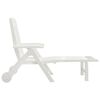 vidaXL Folding Sun Lounger with Wheels White PP
