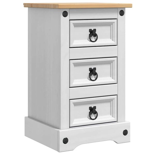 vidaXL Bedside Table White 35 x 32.5 x 58 cm Solid Pine Wood