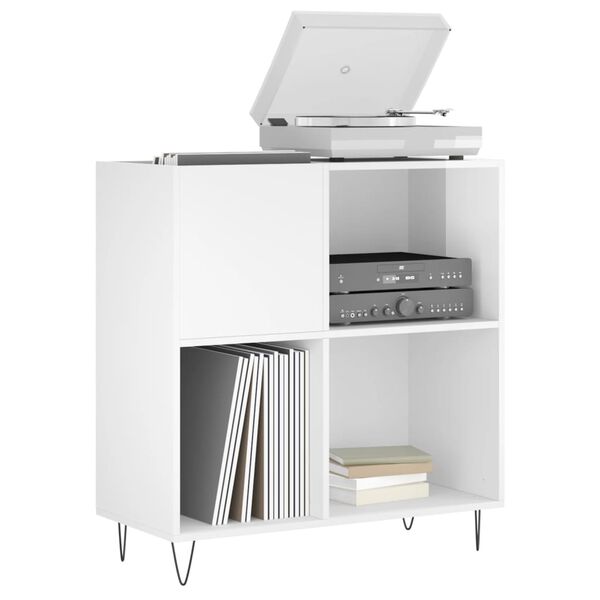 vidaXL Record Cabinet High Gloss White 84.5x38x89 cm Engineered Wood