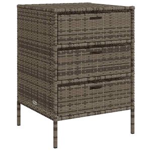 vidaXL Garden Storage Cabinet with 3 Drawers Grey Poly Rattan