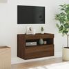 vidaXL TV Wall Cabinet with LED Lights Brown Oak 60x30x40 cm