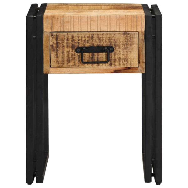 vidaXL End Table Brown and Black 40 x 40 x 50 cm Solid Mango Wood
