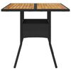 vidaXL Garden Table with Acacia Wood Top Black 80x80x75 cm Poly Rattan