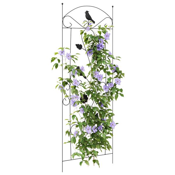 vidaXL Garden Fence 3 pcs Black 112 x 40 cm Steel