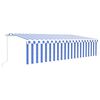 vidaXL Manual Retractable Awning with Blind&LED 6x3m Blue&White