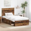 vidaXL Bed Frame with Headboard Old Wood 100 x 200 cm Solid Pine Wood