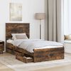 vidaXL Bed Frame with Drawer Smoked Oak 90 x 200 cm Engineer Wood
