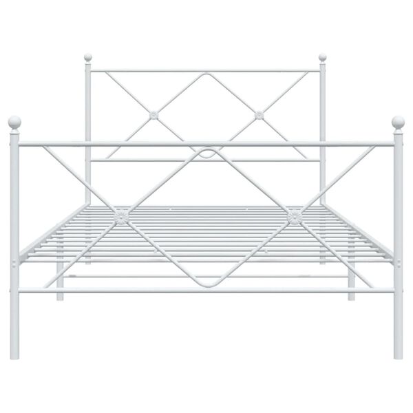 vidaXL Metal Bed Frame without Mattress with Footboard White 107x203cm