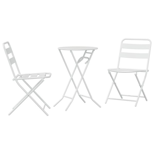 vidaXL Bistro Set Folding 3 pcs White Steel
