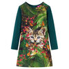 vidaXL Kids' Dress with Long Sleeves Dark Green 104