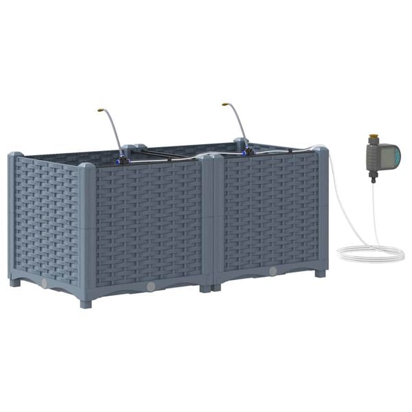 vidaXL Garden Planter 2 pcs LiGht Grey Steel