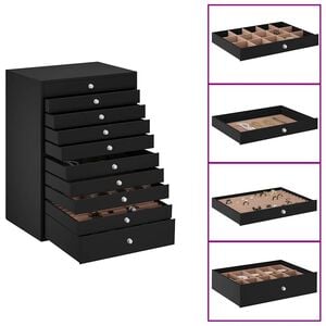 vidaXL Jewellery Box 10-Layer with Watch Holders Black 29x20,5x40,5 cm