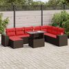 vidaXL 8 Piece Garden Sofa Set with Cushions Brown Poly Rattan Acacia
