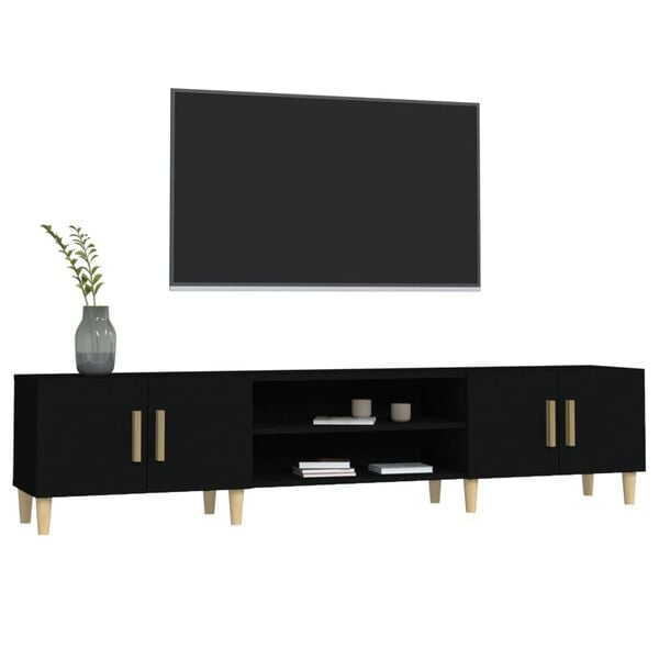 vidaXL TV Cabinet Black 180x31.5x40 cm Engineered Wood