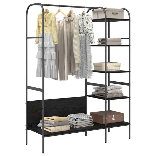 vidaXL Clothes Rack with Shelf Black 120 x 44 x 160 cm Engineered Wood