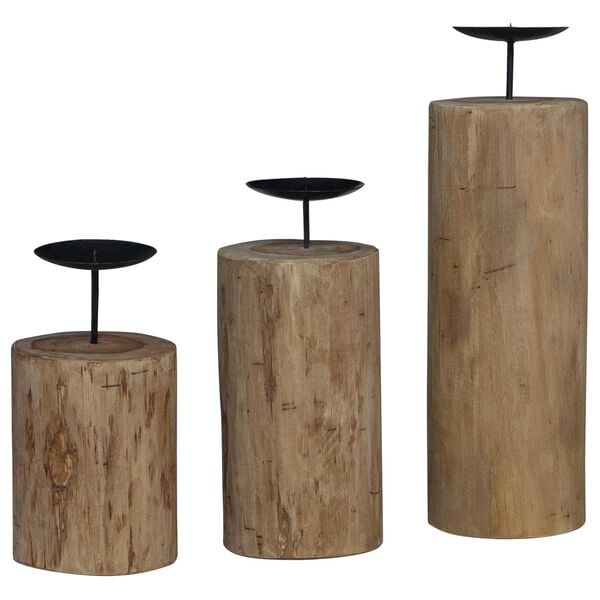 vidaXL Candle Holder 3 pcs Natural Solid Teak wood