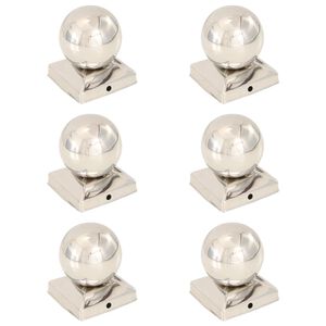 vidaXL Post Caps 6 pcs Globe Final Stainless Steel 91x91 mm