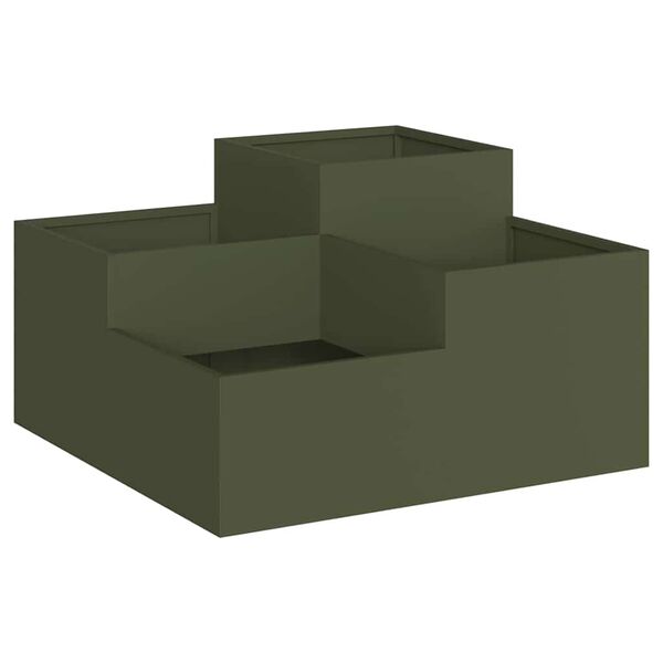 vidaXL Garden Planter Olive green 100 x 100 x 48 cm Steel