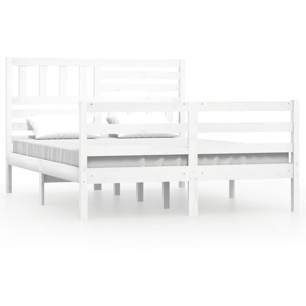 vidaXL Bed Frame without Mattress White Solid Wood 160x200 cm