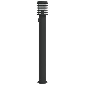 vidaXL Outdoor Floor Lamp with Outlet Black 110cm Stainless Steel