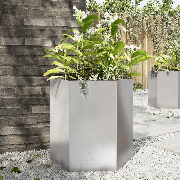 vidaXL Garden Planter Hexagon 46x40x45 cm Stainless Steel